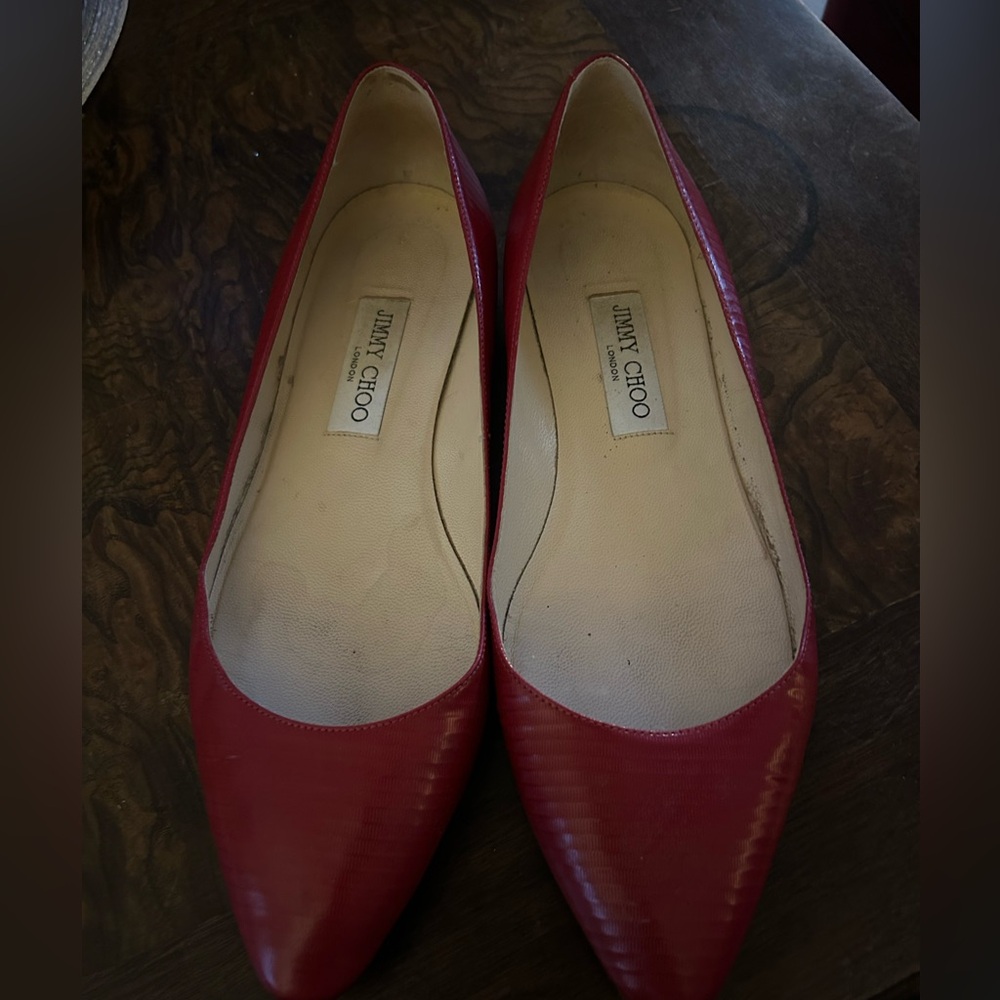 Red Jimmy Choo Flats